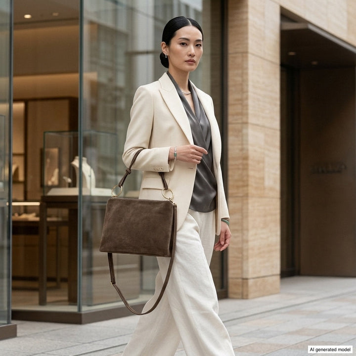 Italian Genuine Suede Shoulder Bag | Modena