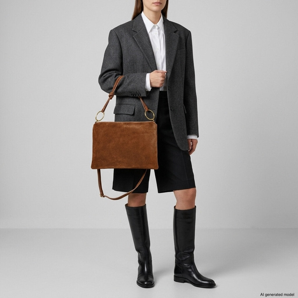 Italian Genuine Suede Shoulder Bag | Modena