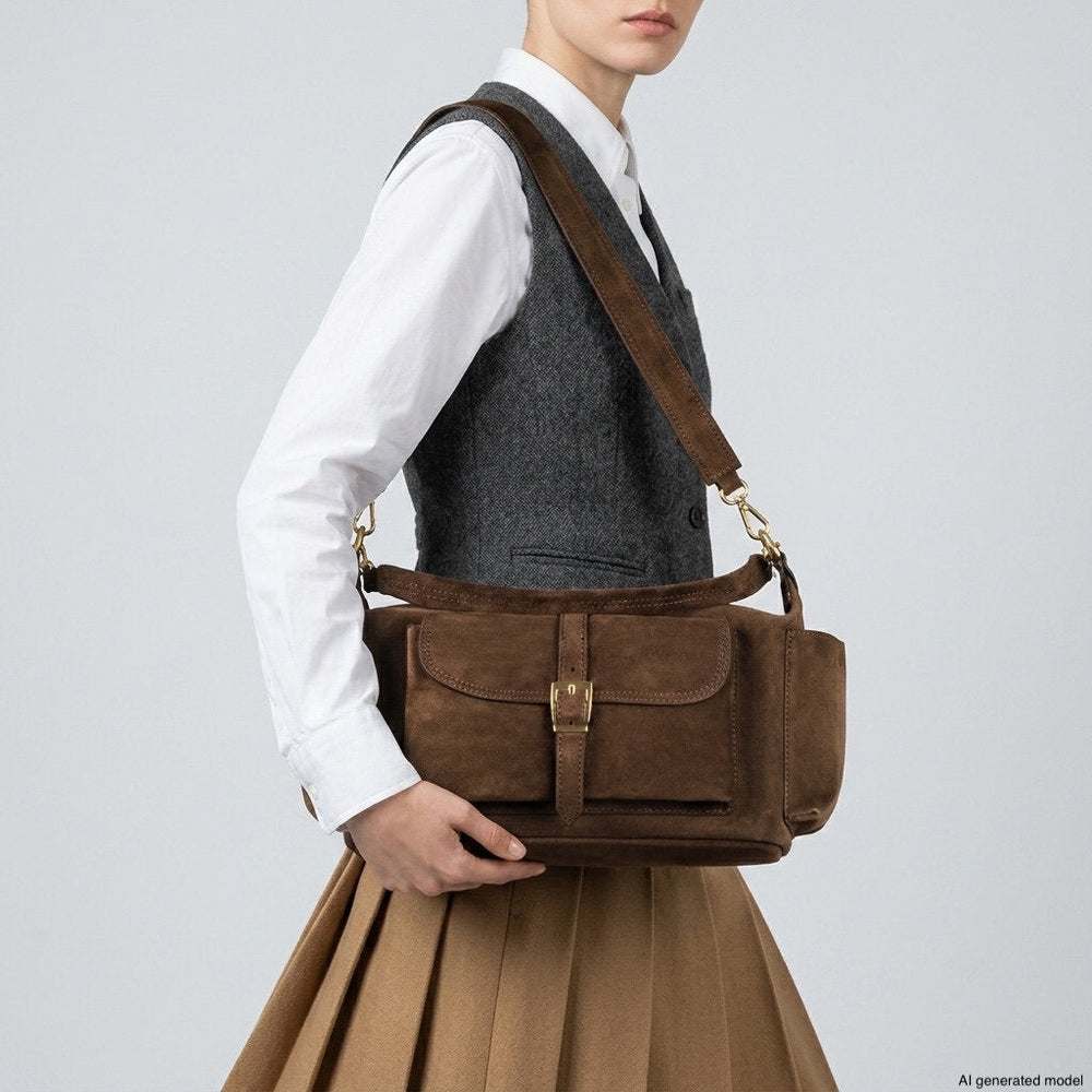 Italian Genuine Suede Shoulder Bag | Sondrio from KADOU Boutique