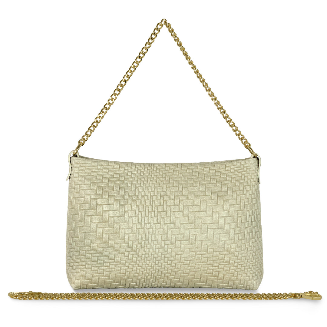 Italian Genuine Basketweave-Embossed Suede Crossbody Bag | Bergamo