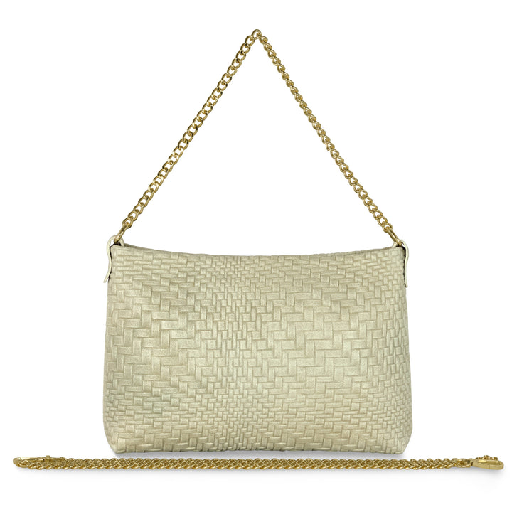 Italian Genuine Basketweave-Embossed Suede Crossbody Bag | Bergamo
