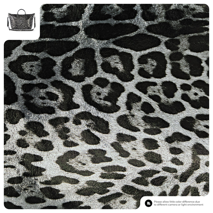 Italian Genuine Leopard-Print Metallic Suede Top-Handle Bag | Rimini