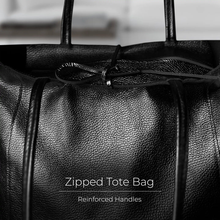 Italian Metallic Full-Grain Leather Tote Bag | Vinci