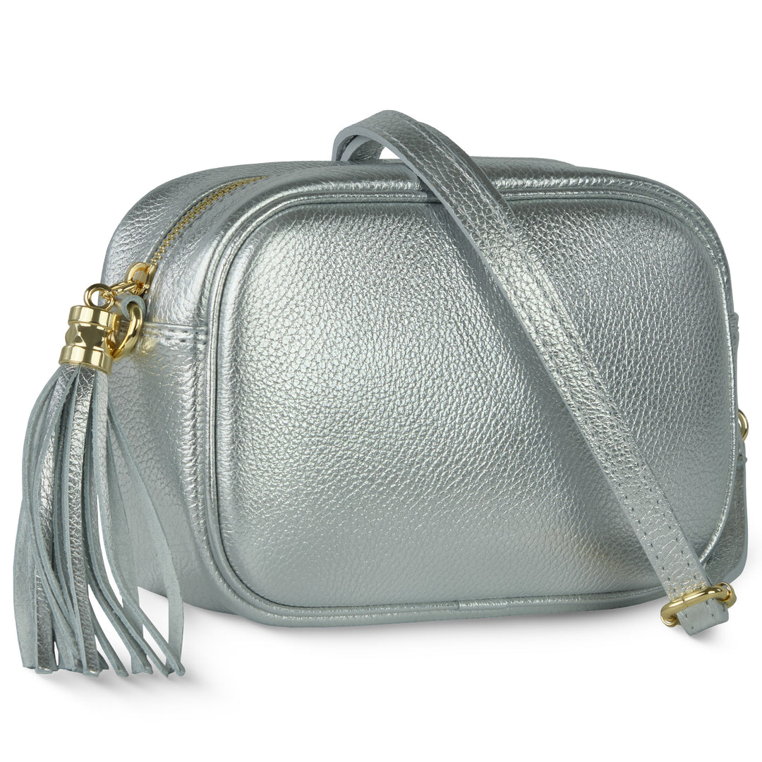 Italian Metallic Full-Grain Leather Crossbody Bag | Napoli