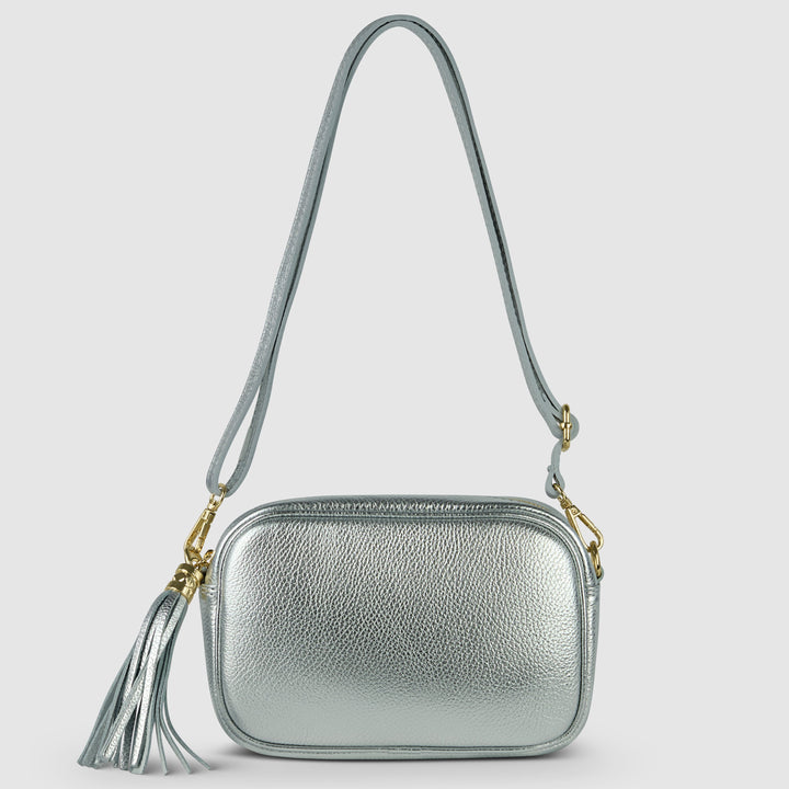 Italian Metallic Full-Grain Leather Crossbody Bag | Napoli