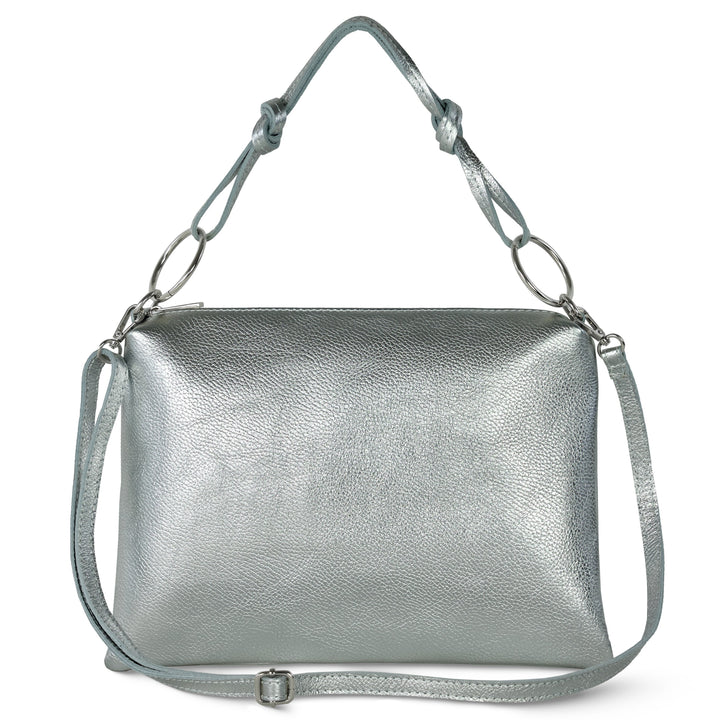Italian Metallic Full-Grain Leather Shoulder Bag | Prato