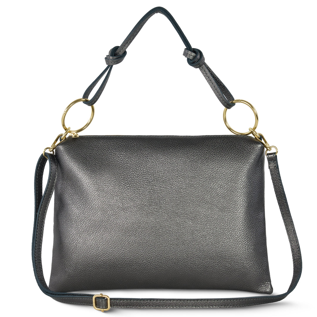 Italian Metallic Full-Grain Leather Shoulder Bag | Prato