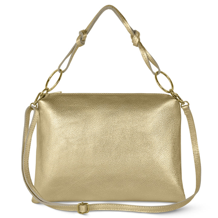 Italian Metallic Full-Grain Leather Shoulder Bag | Prato