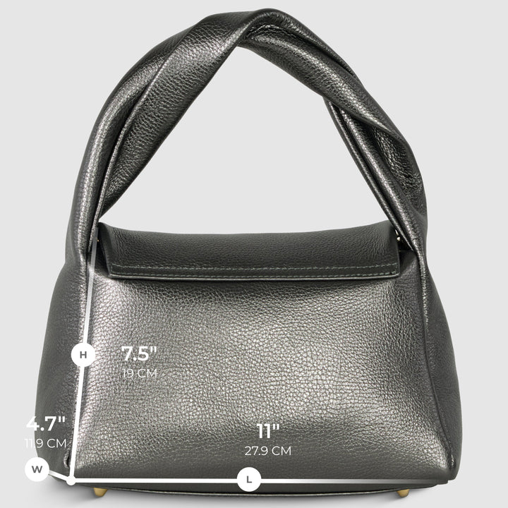 Italian Metallic Full-Grain Leather Top-Handle Bag | Trieste