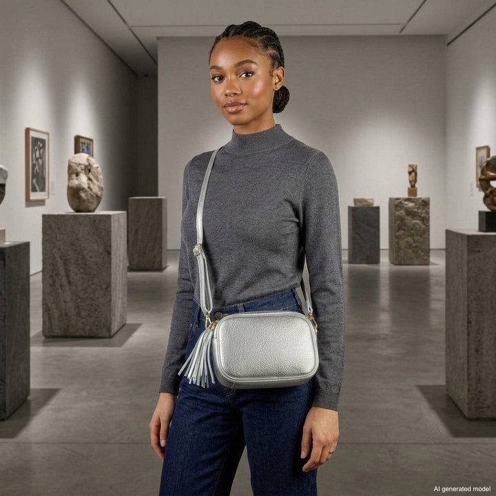 Italian Metallic Full-Grain Leather Crossbody Bag | Napoli