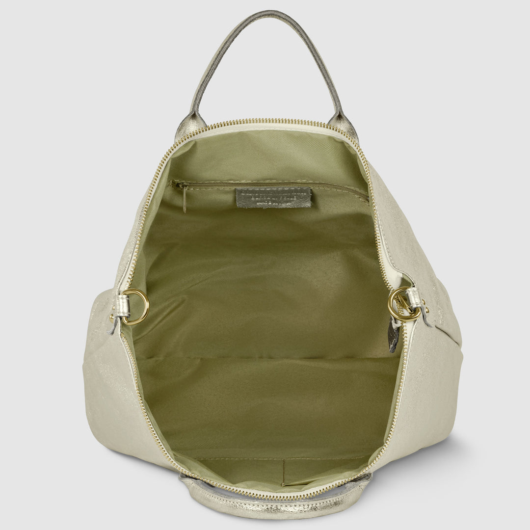 Italian Genuine Metallic Suede Top-Handle Bag | Padova