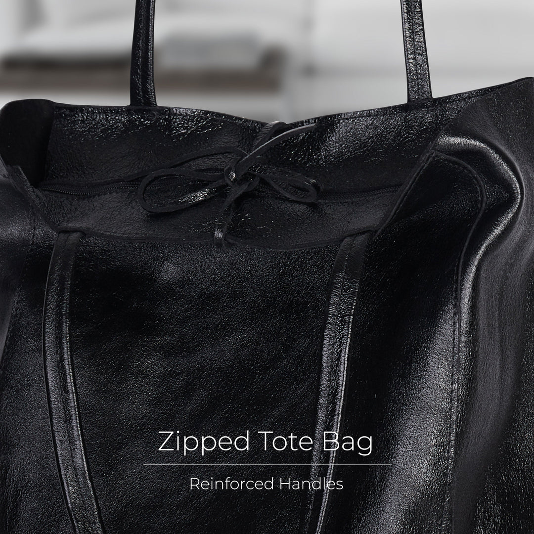 Italian Genuine Metallic Suede Tote Bag | Pisa