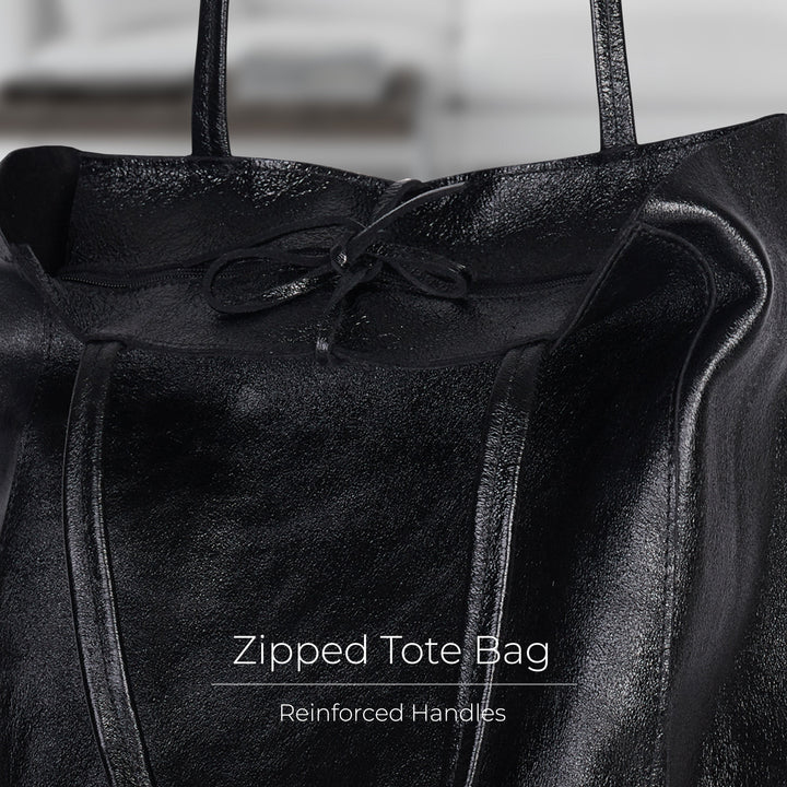 Italian Genuine Metallic Suede Tote Bag | Pisa