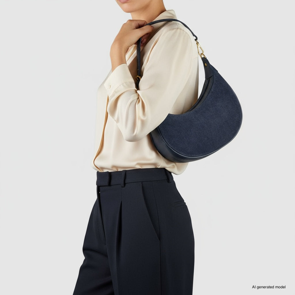 Italian Genuine Suede &amp; Full-Grain Leather Shoulder Bag | Arezzo