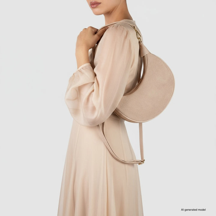 Italian Genuine Suede &amp; Full-Grain Leather Shoulder Bag | Arezzo