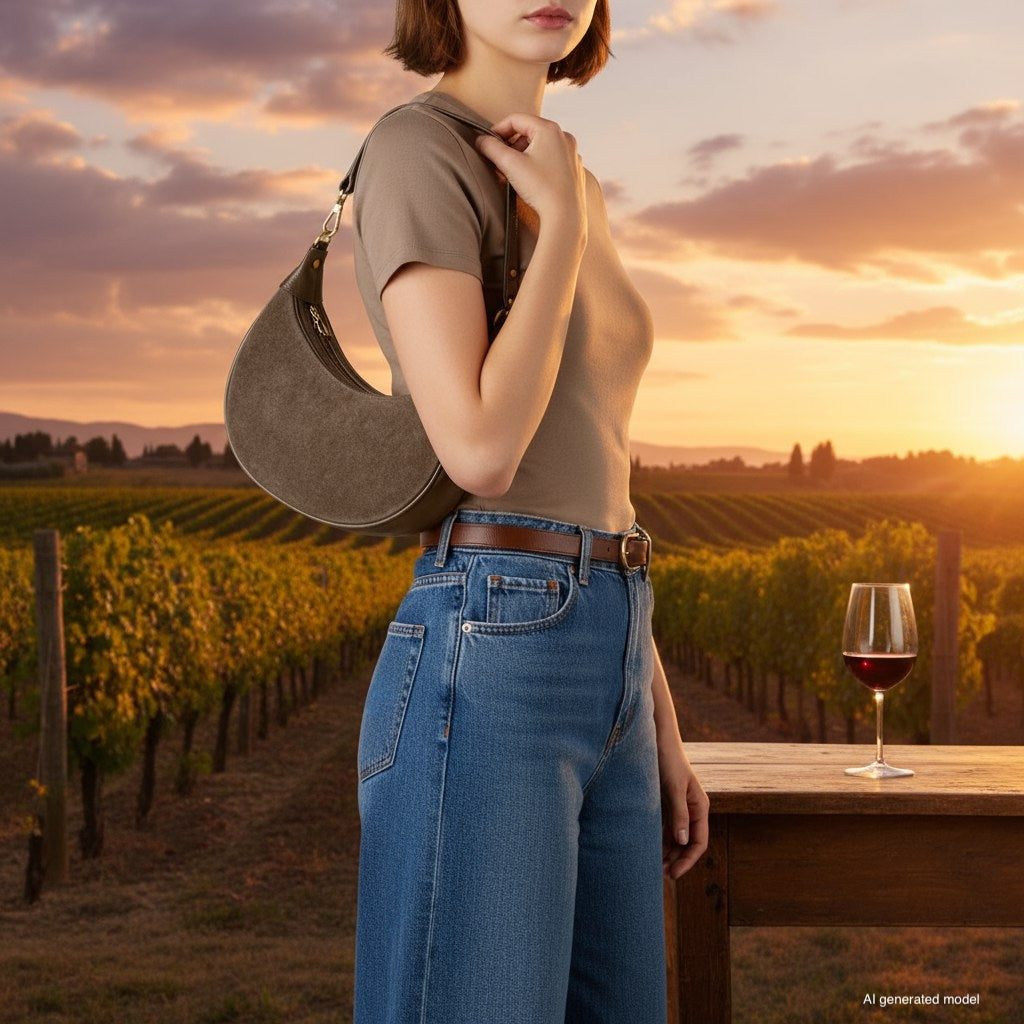 Italian Genuine Suede &amp; Full-Grain Leather Shoulder Bag | Arezzo