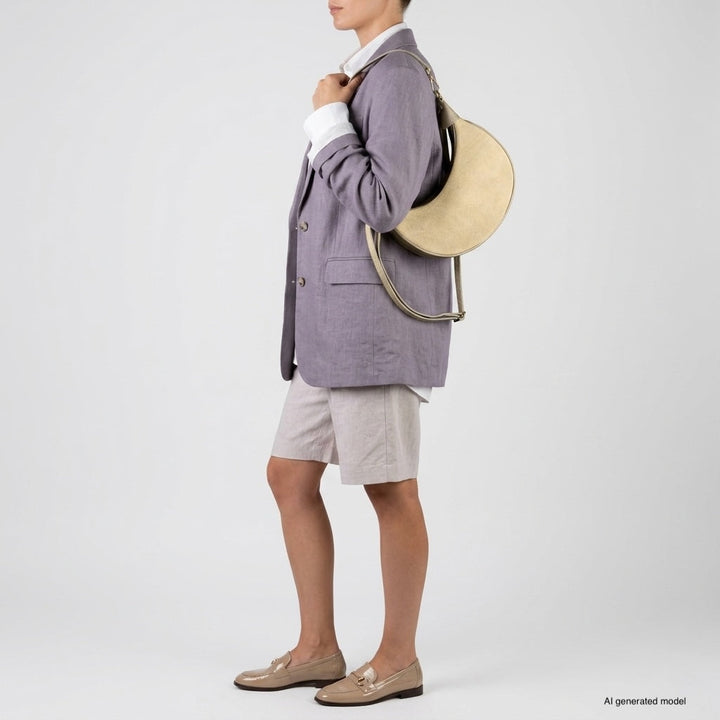 Italian Genuine Suede &amp; Full-Grain Leather Shoulder Bag | Arezzo