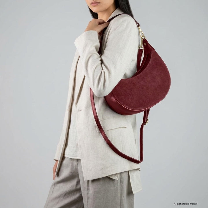 Italian Genuine Suede &amp; Full-Grain Leather Shoulder Bag | Arezzo