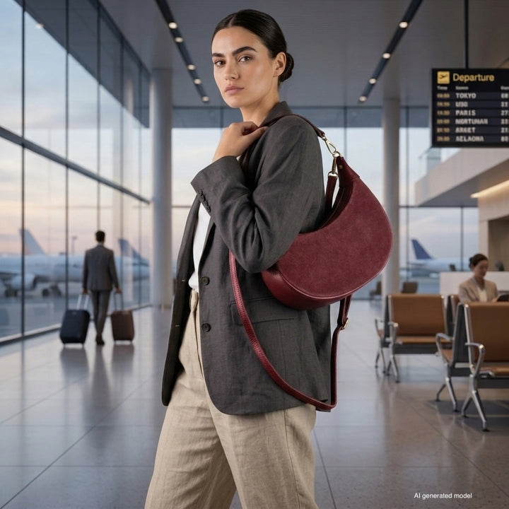 Italian Genuine Suede &amp; Full-Grain Leather Shoulder Bag | Arezzo