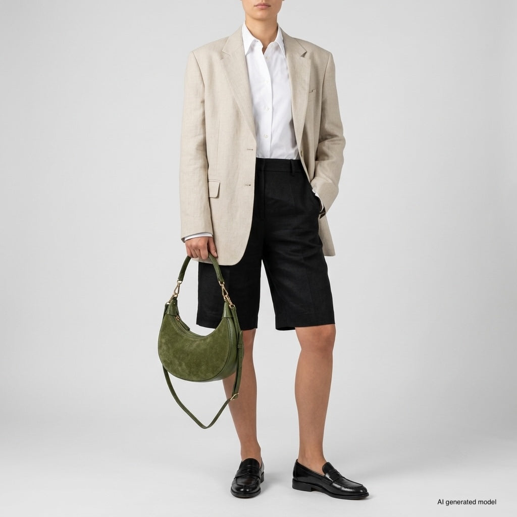 Italian Genuine Suede &amp; Full-Grain Leather Shoulder Bag | Arezzo
