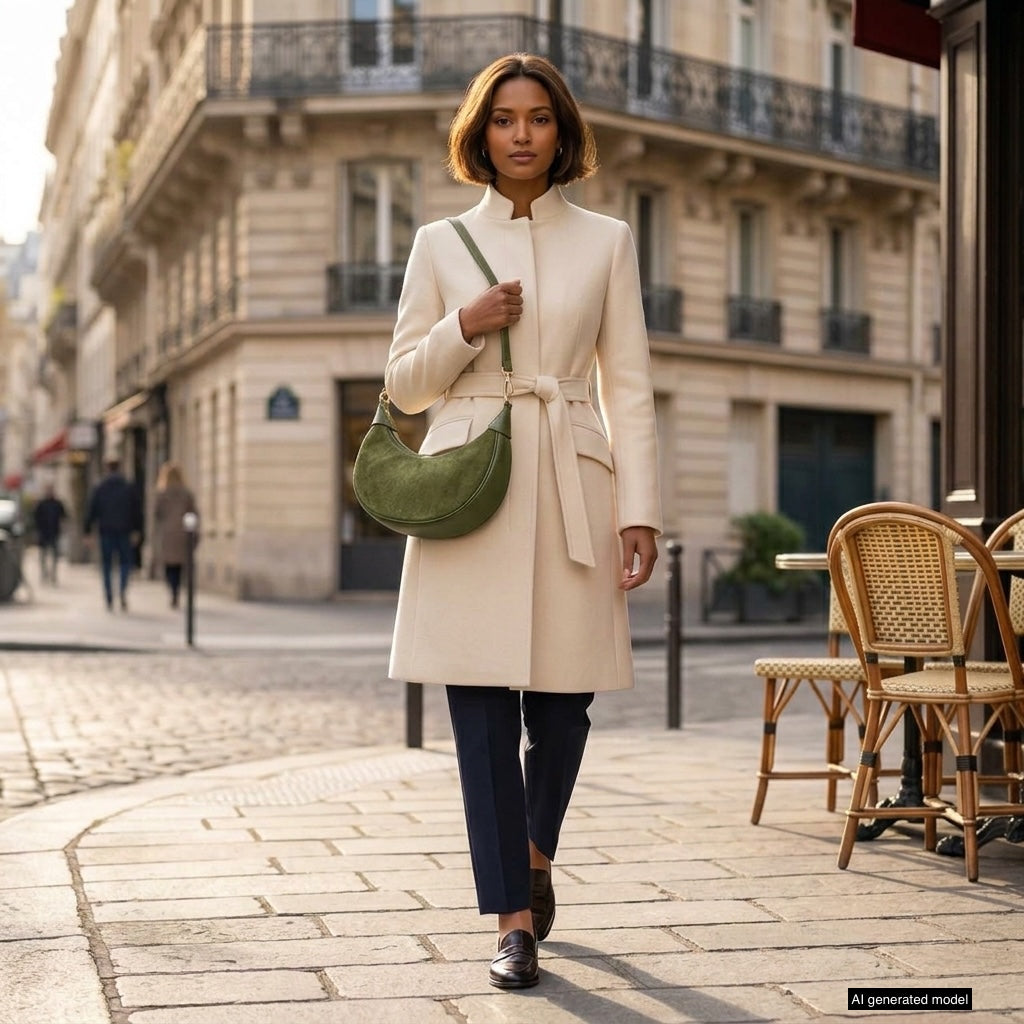 Italian Genuine Suede &amp; Full-Grain Leather Shoulder Bag | Arezzo