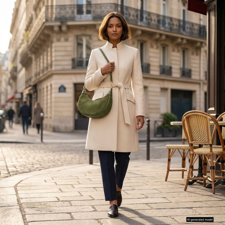Italian Genuine Suede &amp; Full-Grain Leather Shoulder Bag | Arezzo