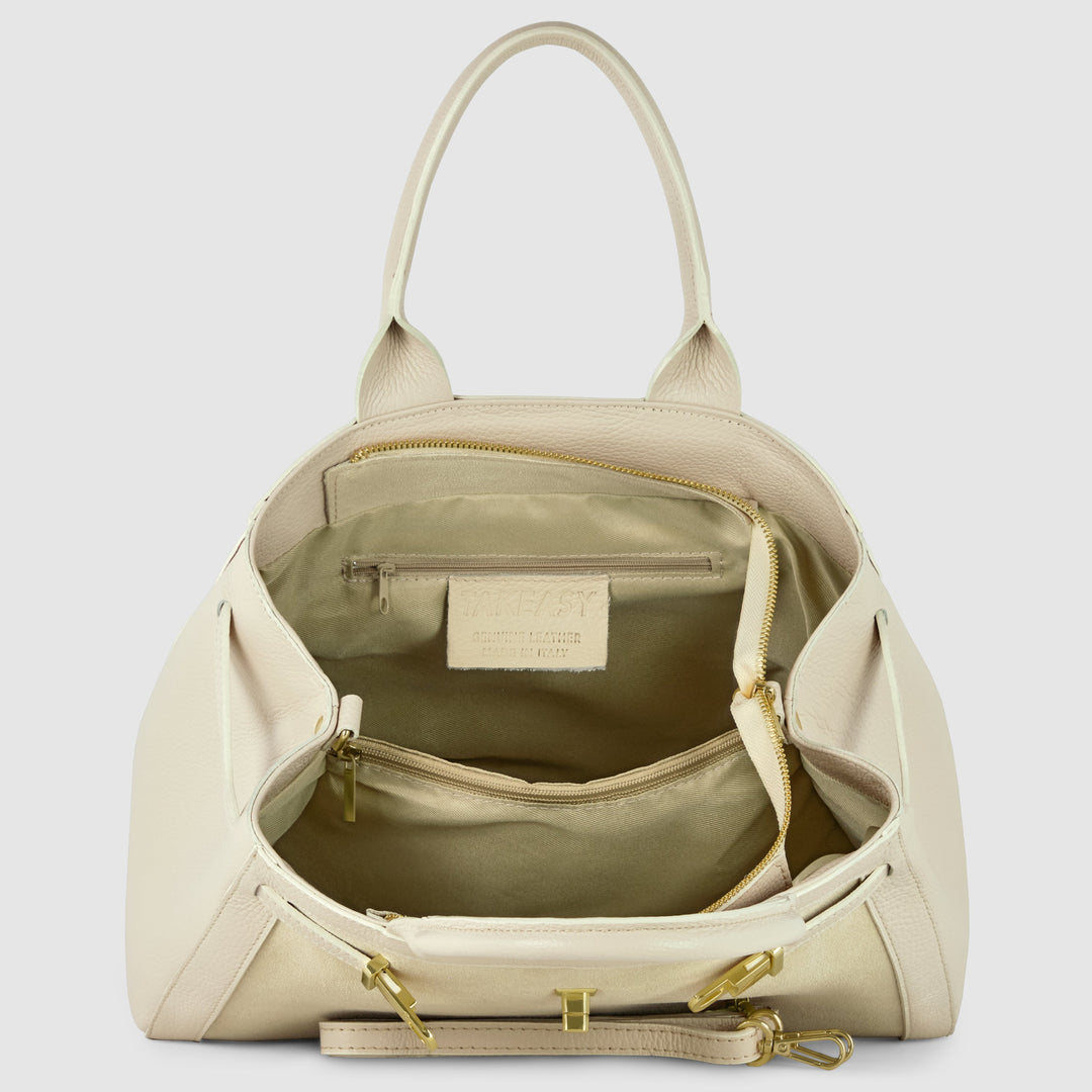 Italian Genuine Suede &amp; Full-Grain Leather Top-Handle Bag | Forlì