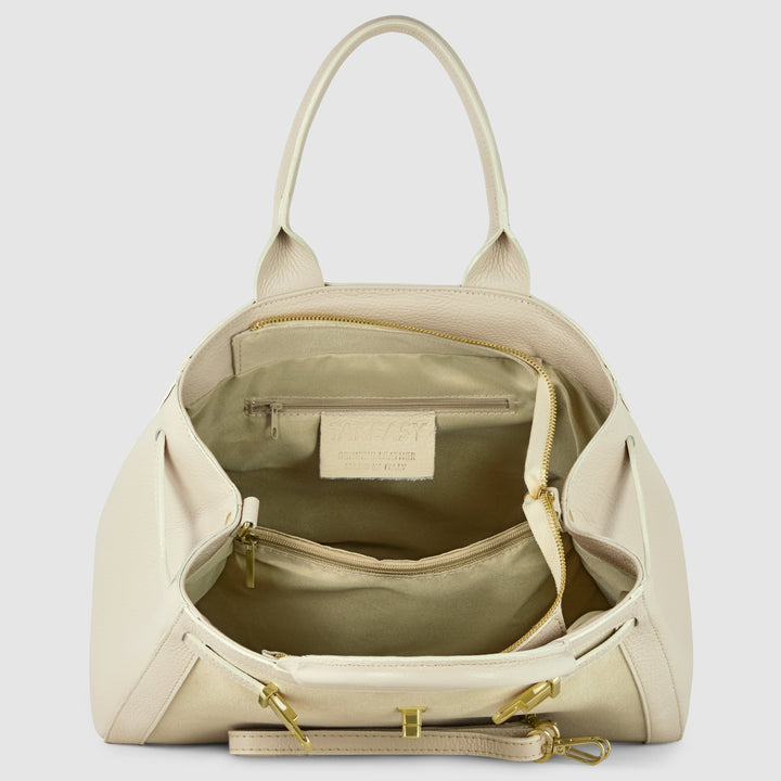 Italian Genuine Suede &amp; Full-Grain Leather Top-Handle Bag | Forlì
