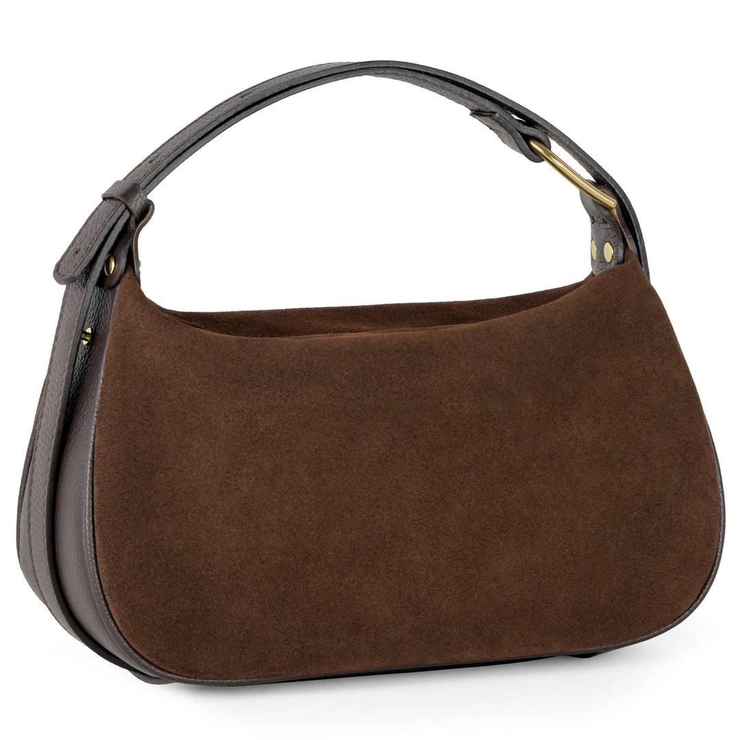Italian Genuine Suede &amp; Full-Grain Leather Crossbody Bag | Cremona