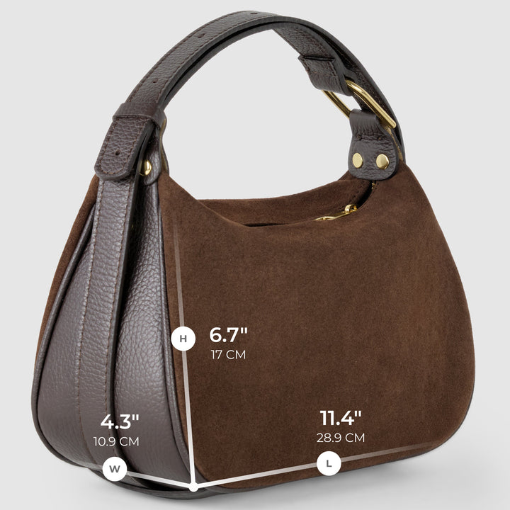 Italian Genuine Suede &amp; Full-Grain Leather Crossbody Bag | Cremona