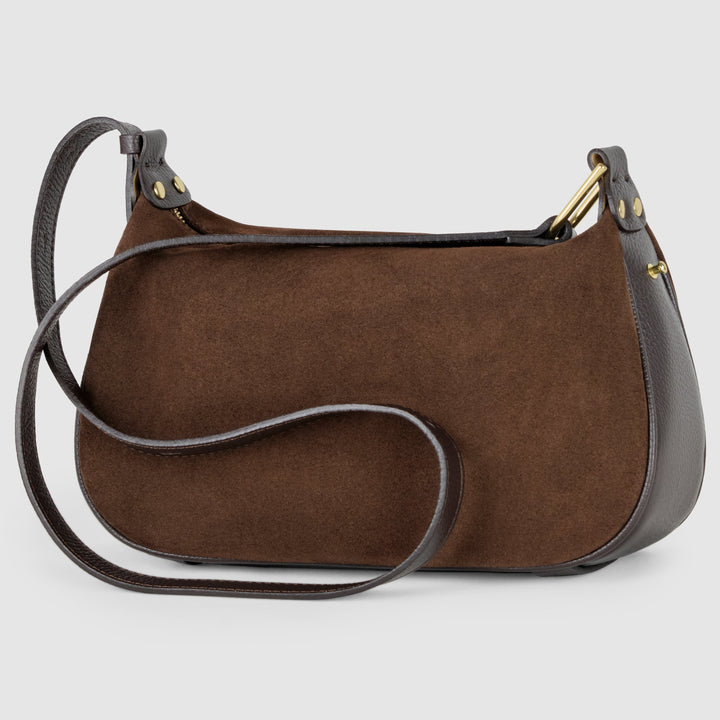 Italian Genuine Suede &amp; Full-Grain Leather Crossbody Bag | Cremona