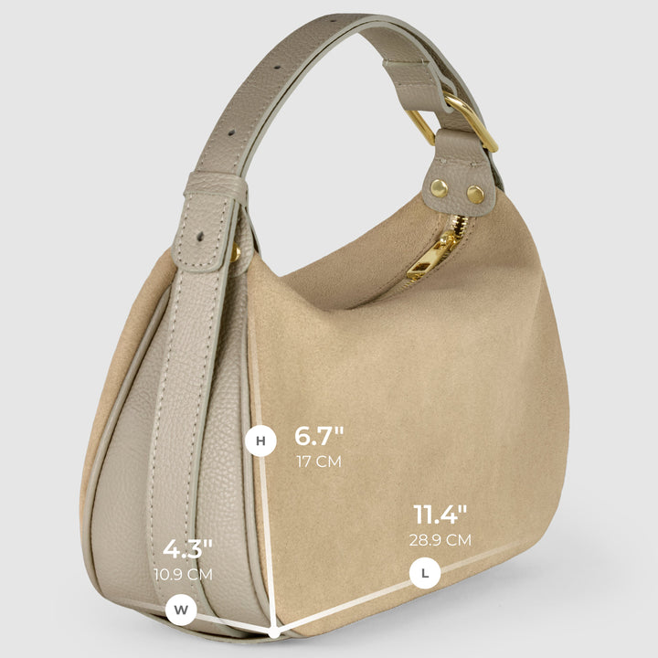 Italian Genuine Suede &amp; Full-Grain Leather Crossbody Bag | Cremona