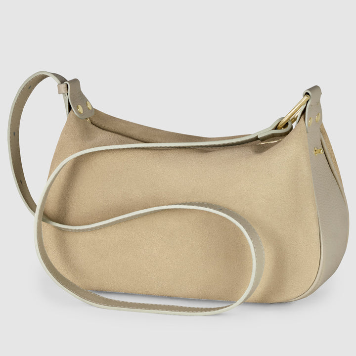 Italian Genuine Suede &amp; Full-Grain Leather Crossbody Bag | Cremona