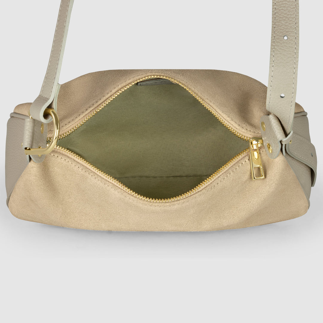 Italian Genuine Suede &amp; Full-Grain Leather Crossbody Bag | Cremona