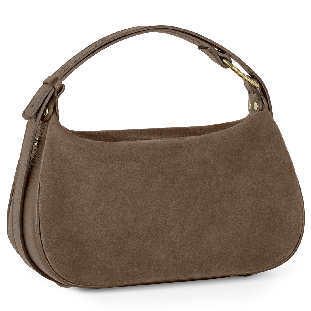 Italian Genuine Suede &amp; Full-Grain Leather Crossbody Bag | Cremona