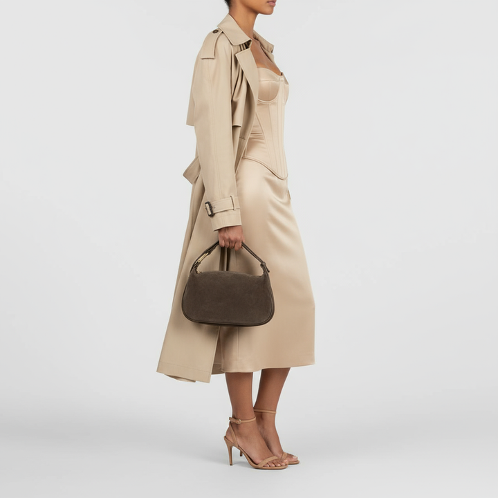 Italian Genuine Suede &amp; Full-Grain Leather Crossbody Bag | Cremona