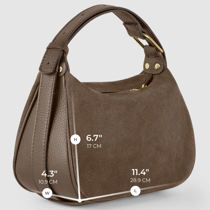 Italian Genuine Suede &amp; Full-Grain Leather Crossbody Bag | Cremona