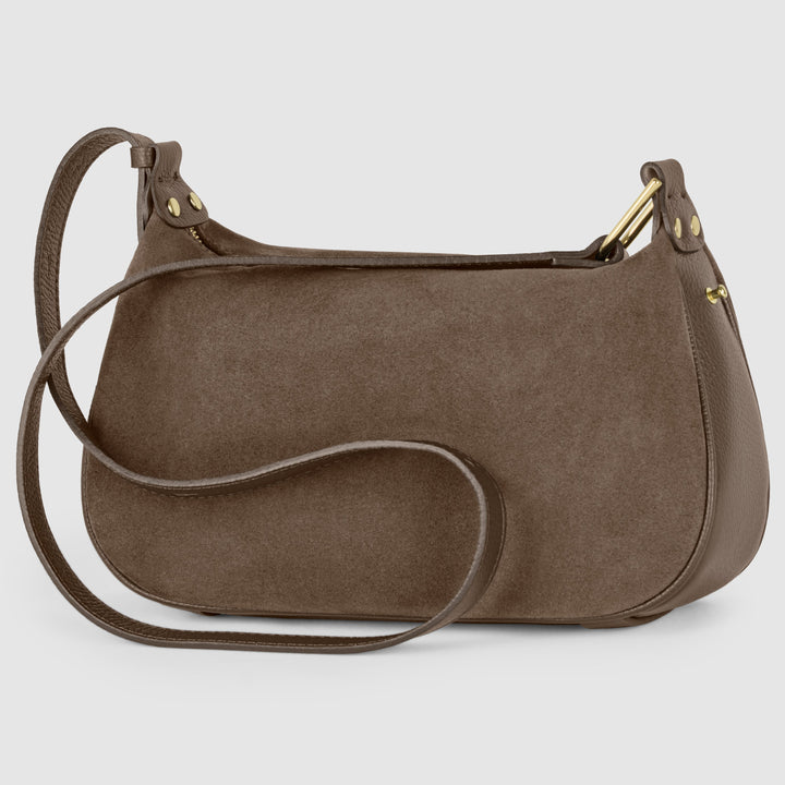 Italian Genuine Suede &amp; Full-Grain Leather Crossbody Bag | Cremona