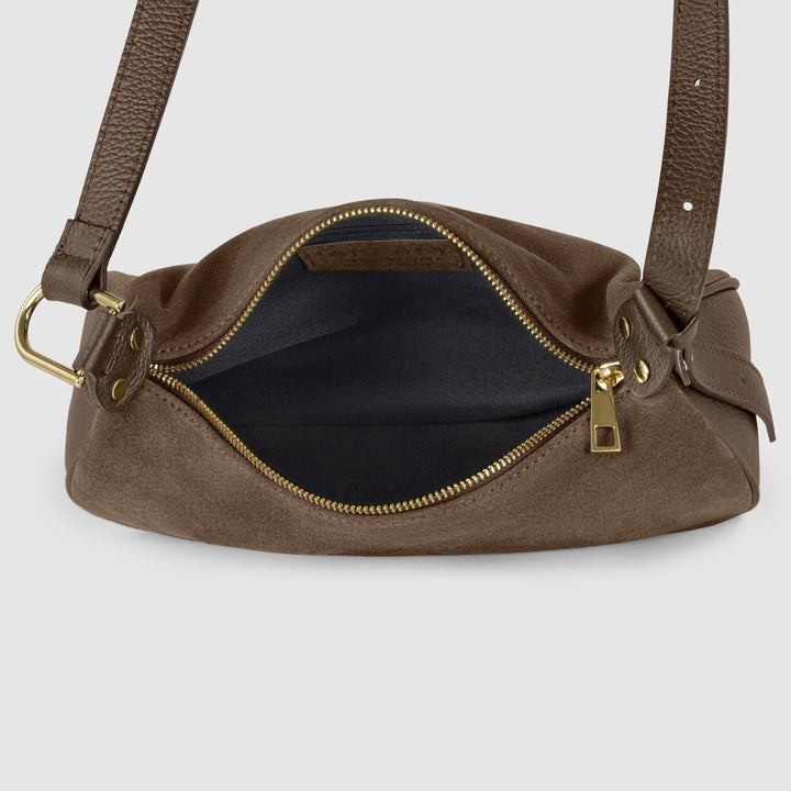 Italian Genuine Suede &amp; Full-Grain Leather Crossbody Bag | Cremona