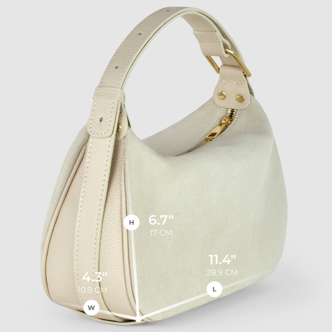 Italian Genuine Suede &amp; Full-Grain Leather Crossbody Bag | Cremona