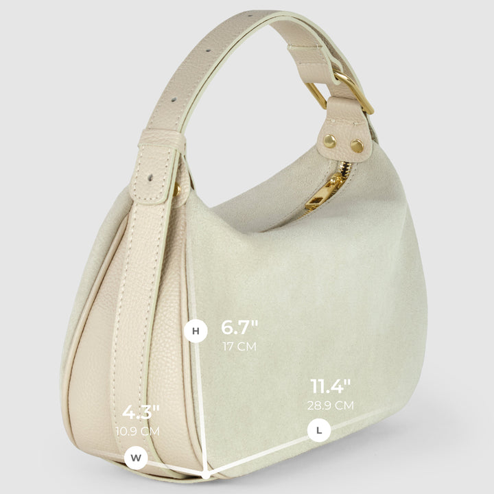 Italian Genuine Suede &amp; Full-Grain Leather Crossbody Bag | Cremona
