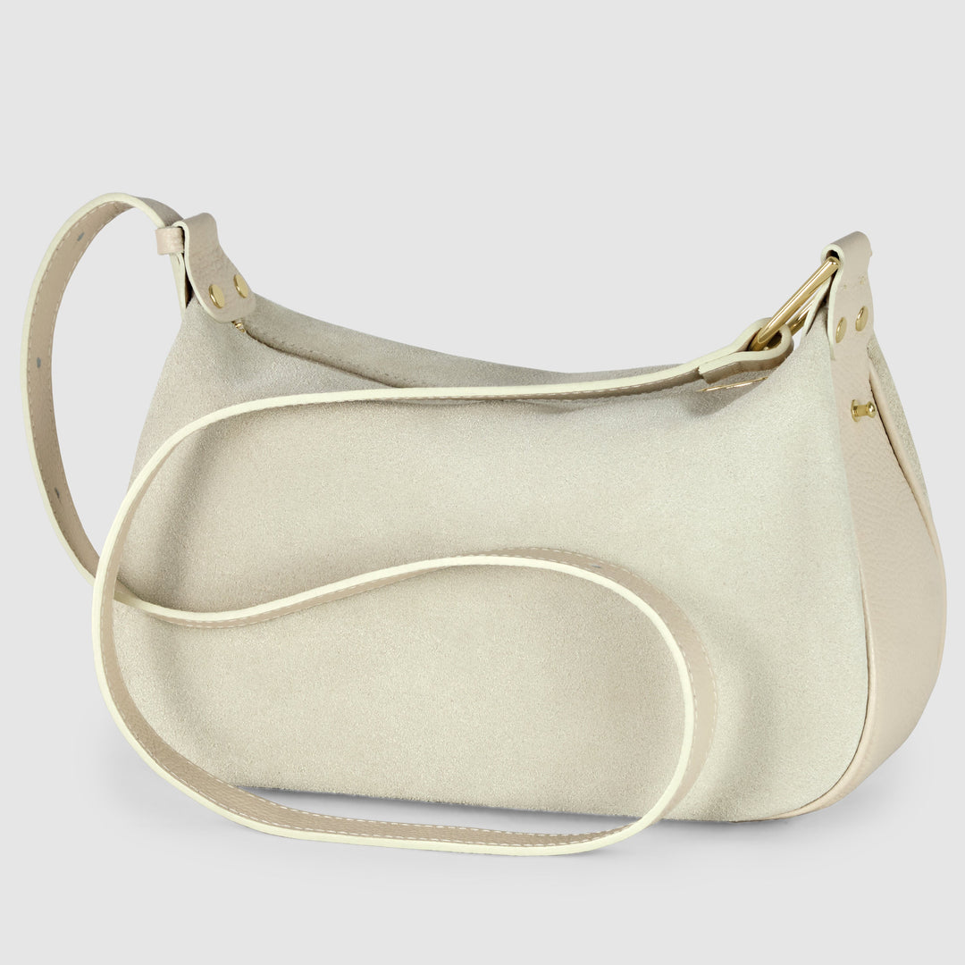 Italian Genuine Suede &amp; Full-Grain Leather Crossbody Bag | Cremona