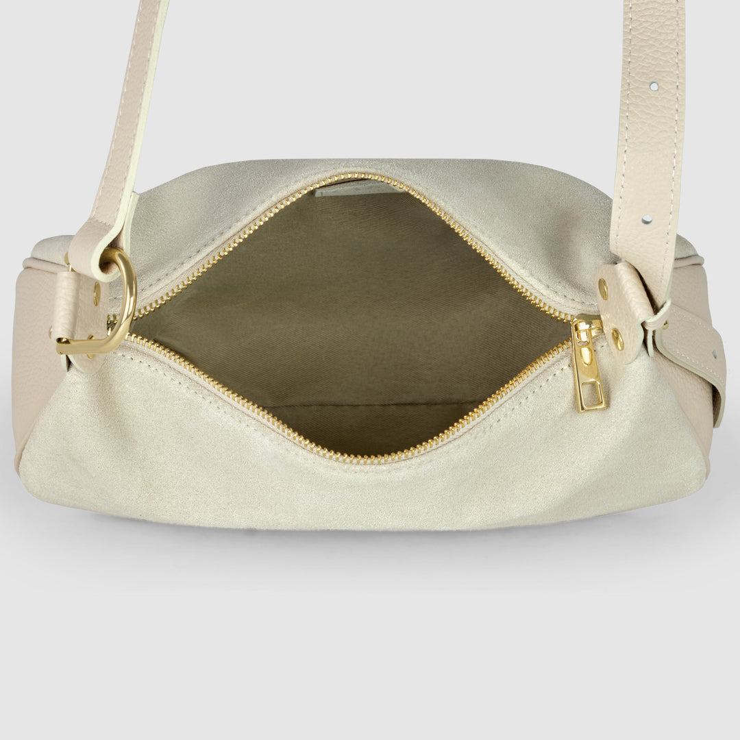 Italian Genuine Suede &amp; Full-Grain Leather Crossbody Bag | Cremona