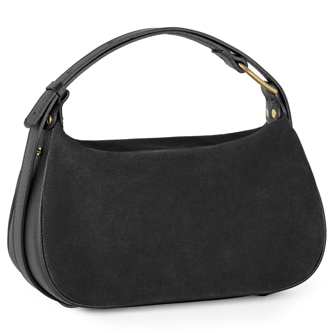 Italian Genuine Suede &amp; Full-Grain Leather Crossbody Bag | Cremona