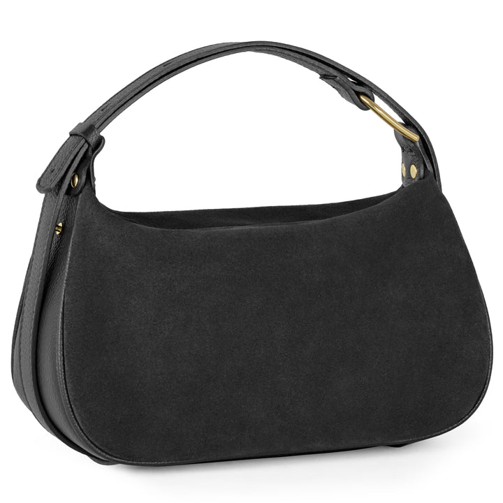 Italian Genuine Suede &amp; Full-Grain Leather Crossbody Bag | Cremona