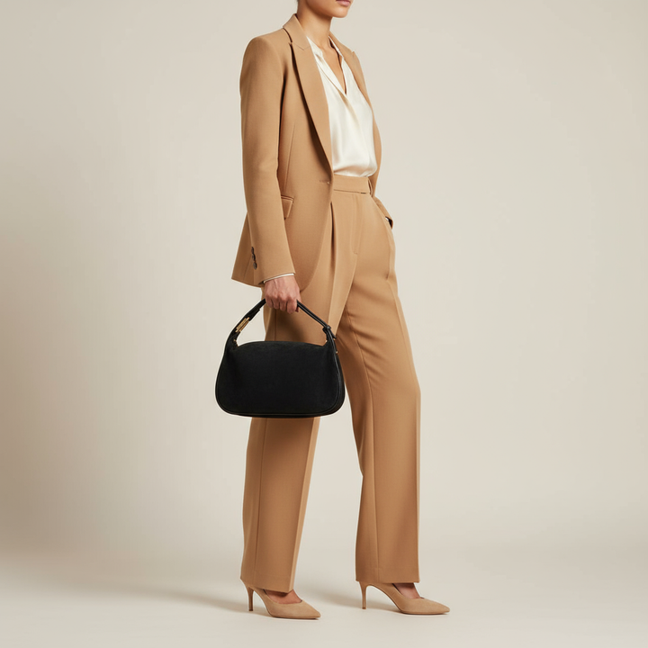 Italian Genuine Suede &amp; Full-Grain Leather Crossbody Bag | Cremona