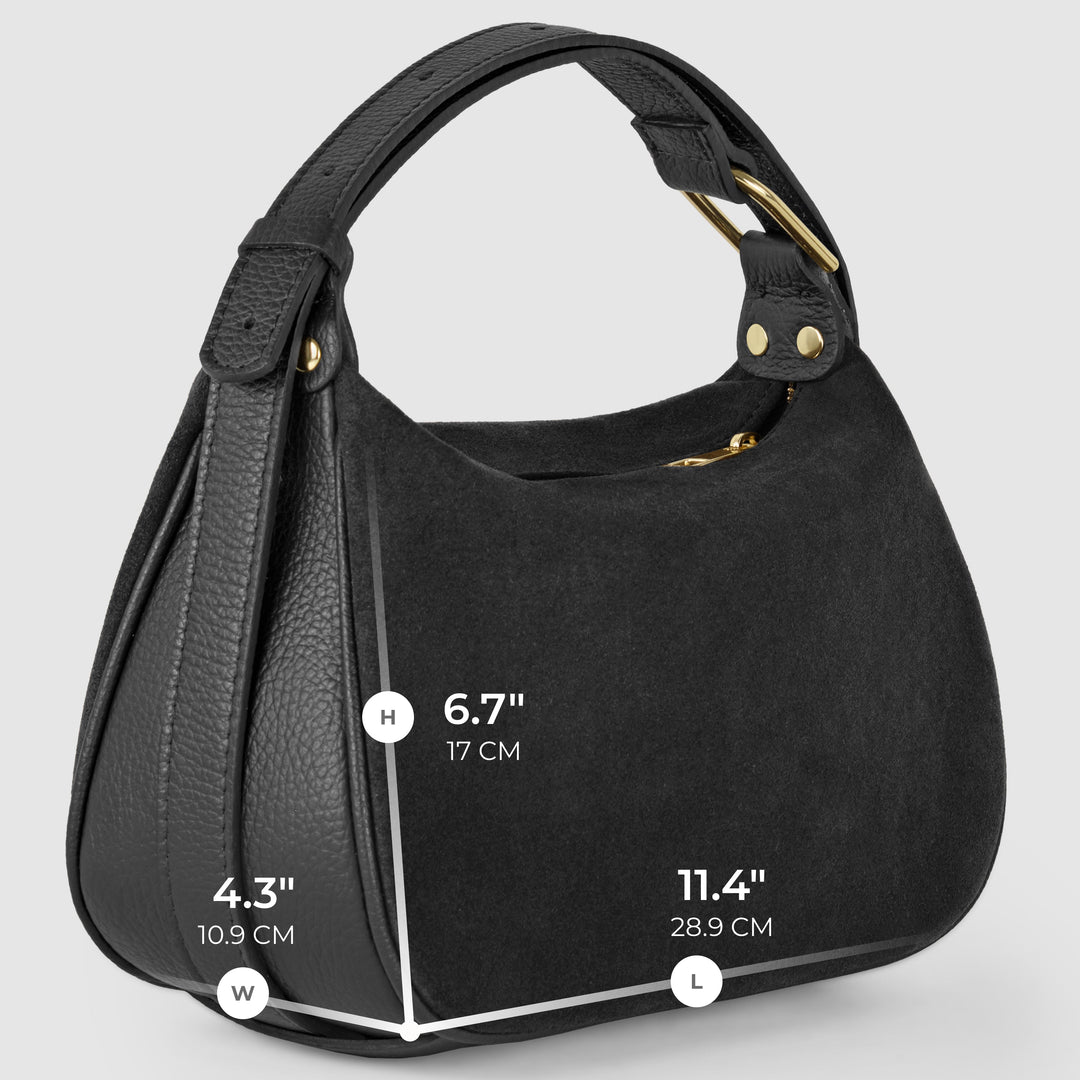 Italian Genuine Suede &amp; Full-Grain Leather Crossbody Bag | Cremona