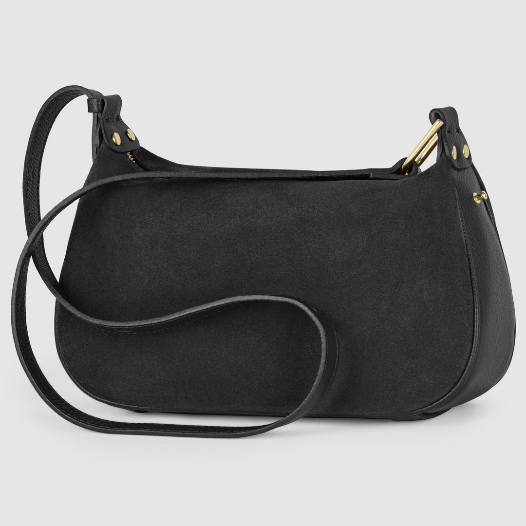 Italian Genuine Suede &amp; Full-Grain Leather Crossbody Bag | Cremona