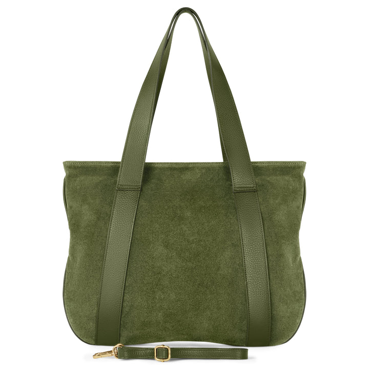 Italian Genuine Suede &amp; Full-Grain Leather Tote Bag | Varese