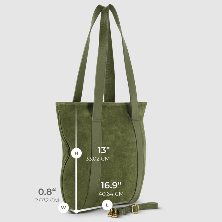 Italian Genuine Suede &amp; Full-Grain Leather Tote Bag | Varese